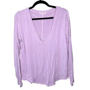 Free People We the Free V-Neck Hailey Long Sleeve Top in Lavender Purple L